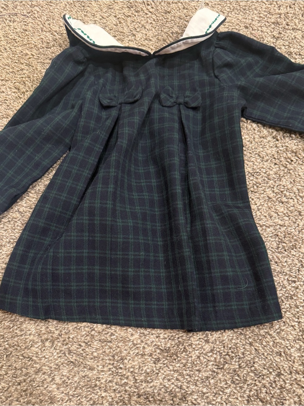 Vintage Little Bitty Toddler Dress Size 2t Long Sleeve Green Peter Pan Collar